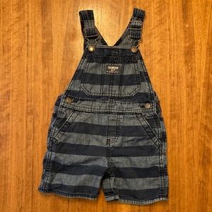 OshKosh B'gosh Overalls Shorts Blue Chambray Stripes 24 month